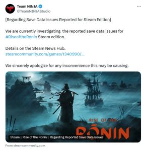 《浪人崛起》Steam版存档丢失问题调查中,忍者组提供临时解决方案-咸鱼单机官网