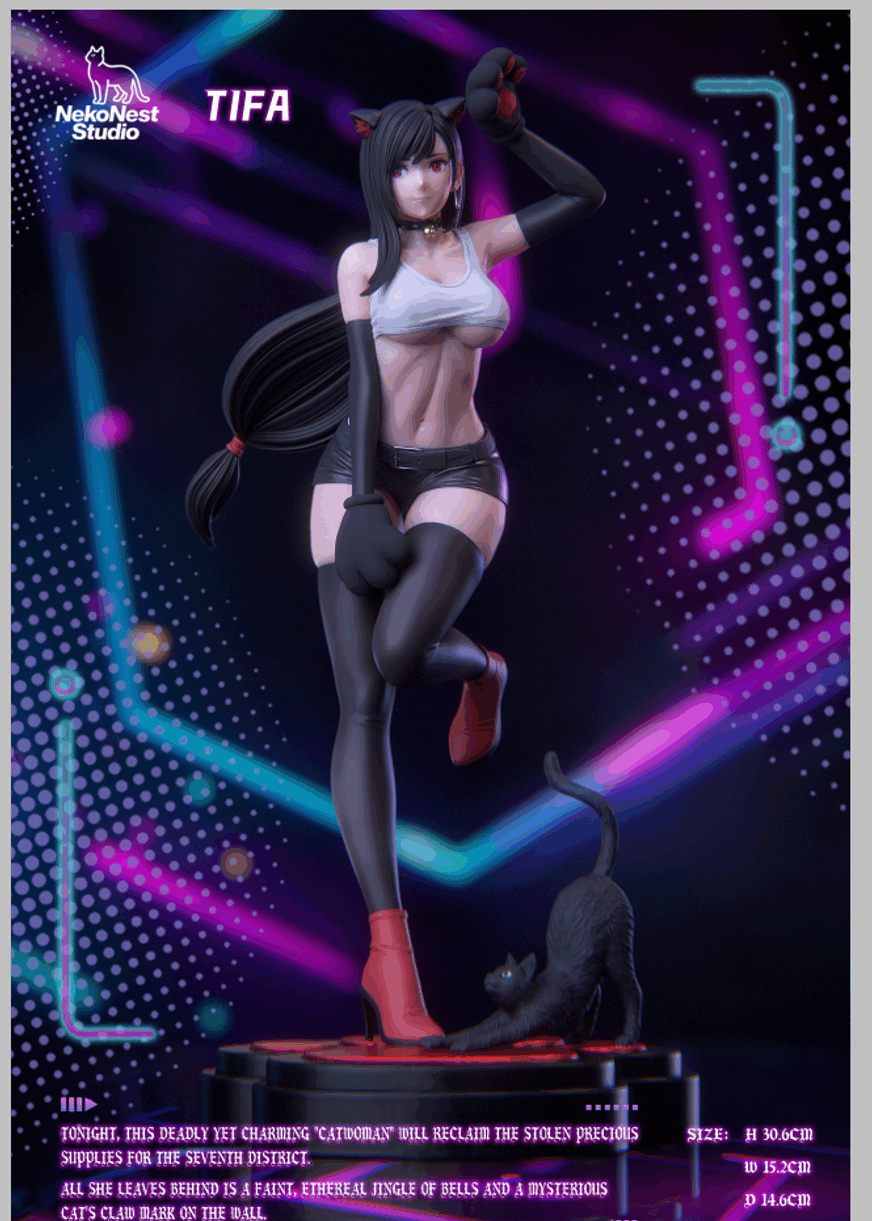 NekoNest工作室发布《最终幻想7》猫娘版1/6蒂法雕像，限量发售-咸鱼单机官网