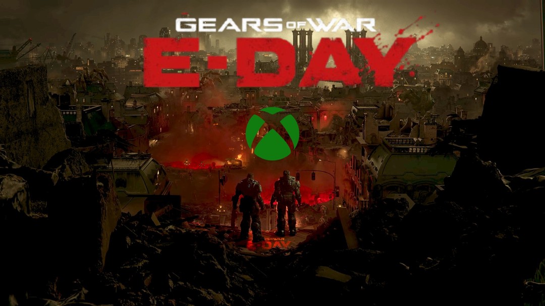 《战争机器:事变日》游戏角色与Xbox、Game Pass标志的合成图